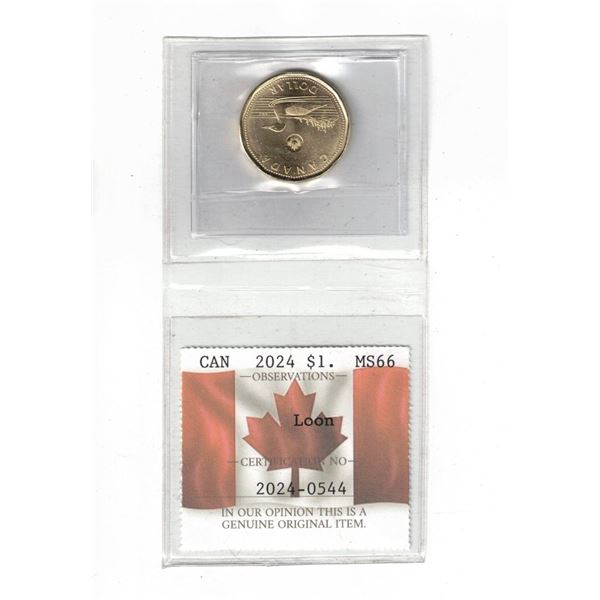PCCS 2024 Canada $1., Loon, MS66,   Professional Coin Certification System