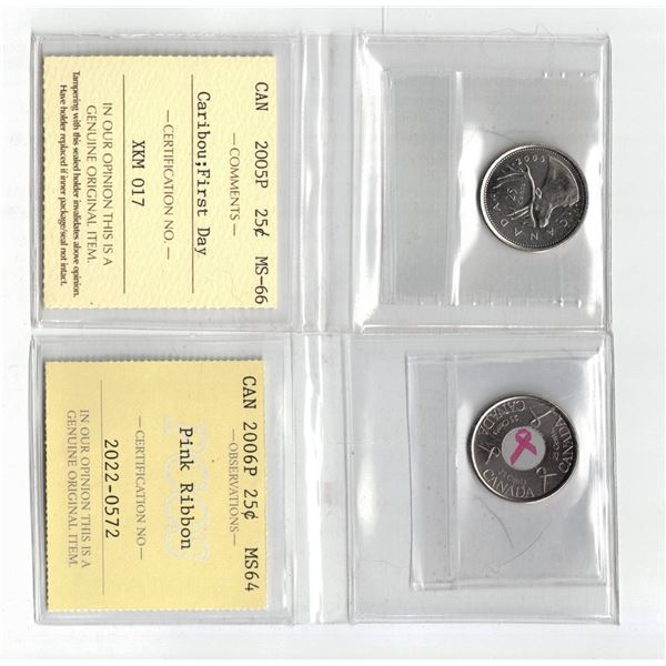 ICCS 2005P 25¢ MS66, PCCS 2006P 25¢ MS64 ,  Professional Coin Certification System