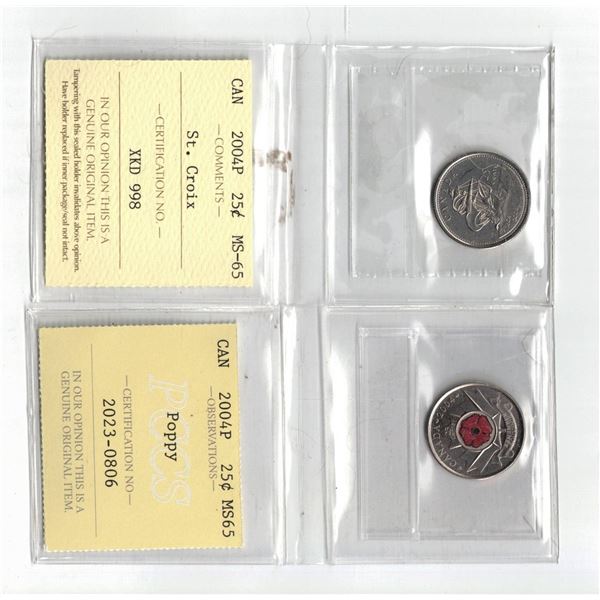 ICCS 2004P 25¢ MS65, PCCS 2004P 25¢ MS65 ,  Professional Coin Certification System