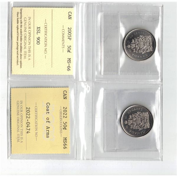 ICCS 2005P 50¢ MS66, PCCS 2022 50¢ MS66,  Professional Coin Certification System
