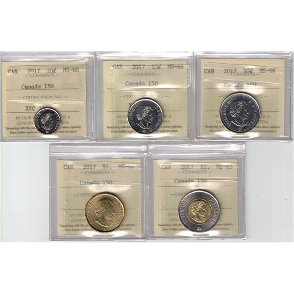 ICCS Canada 150 2017 MS-66, 10,25,50,$1, MS65 $2
