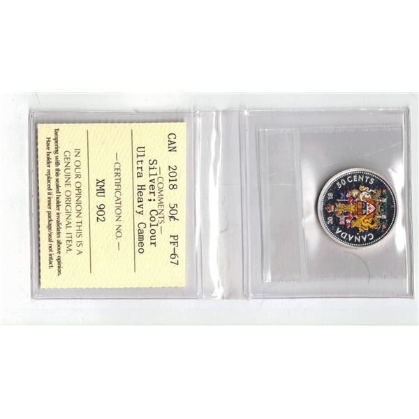 ICCS 2018 50¢ Silver; Color; PF67 Ultra Heavy Cameo