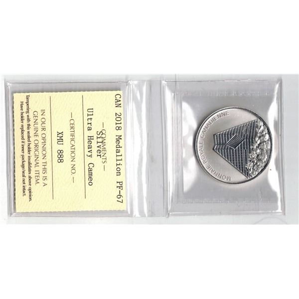 ICCS 2018 Medallion Silver Ultra Heavy Cameo PF67