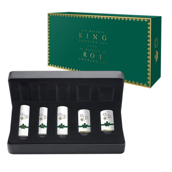 2023 King Charles III Box Set, 5 Special Wrap Roll, 5¢ 10¢ 25¢ $1. $2.