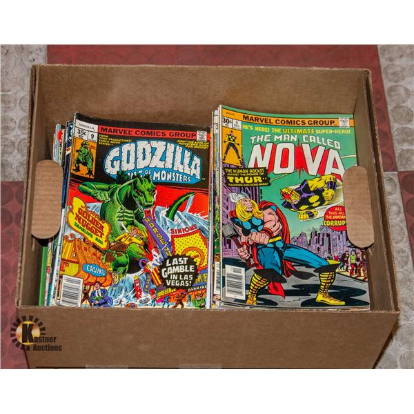 BOX FULL OF ASSTD VINTAGE SUPER HERO COMICS