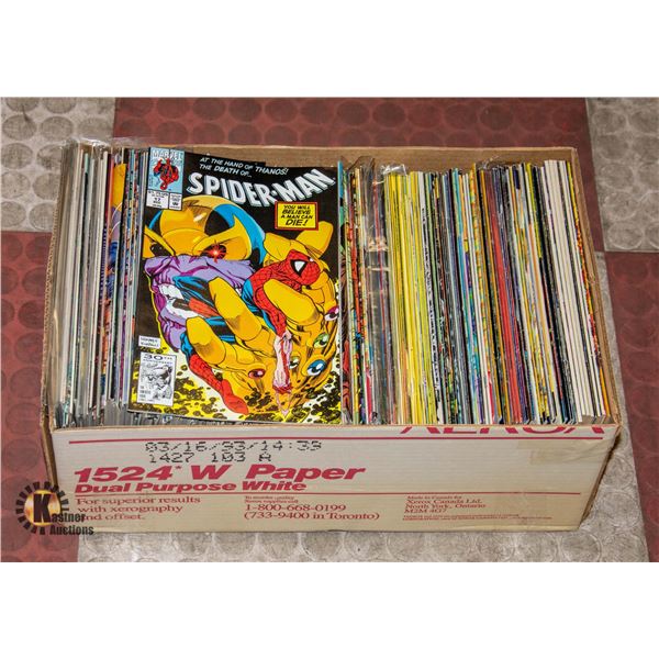 LONG BOX FULL OF ASSTD VINTAGE SUPER HERO COMICS
