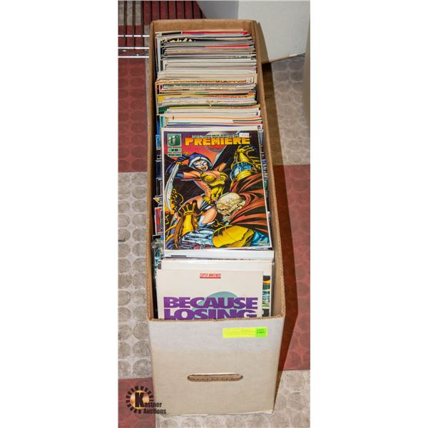 LONG BOX FULL OF ASSTD VINTAGE SUPER HERO COMICS