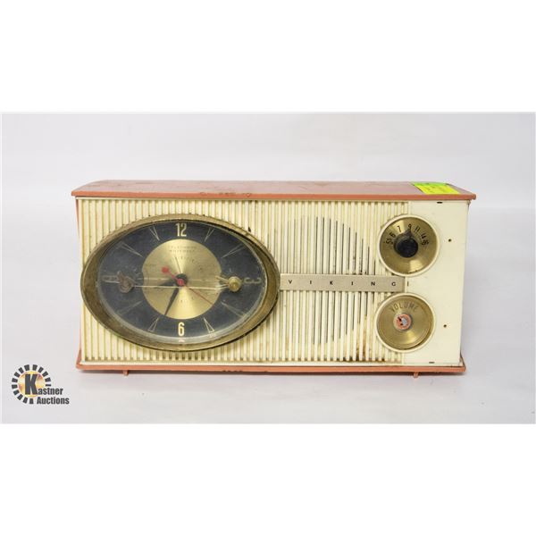 1955 PINK VIKING CLOCK RADIO