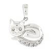 Image 2 : 14K White Gold Cat Kitten w/ 0.05 ctw Pave Diamond Tail Collectible Charm Pendan