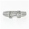 Image 4 : Vintage Platinum 1.35 ctw Floating Diamond w/ Accents Hand Engraved Work Band Ri