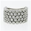 Image 4 : Wide 18K White Gold 2.72 ctw Diamond Flexible Milgrain Honeycomb Cluster Band Ri