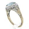 Antique Art Deco 14K White Gold 1.5 ctw Bezel Aquamarine Solitaire Filigree Ring