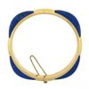Image 5 : Vintage 14K Yellow Gold Inlaid Set Blue Lapis 6.75" Hinged Open Bangle Bracelet