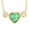 Image 7 : NEW 18k Gold 2.42 ctw GIA Bezel Heart Emerald & Diamond Pendant Chain Necklace