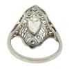 Image 2 : Antique Deco 18k Gold GIA Bezel Marquise Diamond Filigree Engagement Dinner Ring
