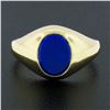 Image 2 : Classic 14k Yellow Gold Bezel Oval Cabochon Blue Lapis Polished Domed Band Ring