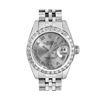 Image 2 : Rolex Ladies Quickset Stainless Steel Gray Roman 18K White Gold Diamond Bezel Da