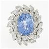 Image 4 : Platinum Handmade GIA Ceylon NO HEAT Oval Sapphire & Marquise Diamond Halo Ring
