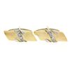 Image 1 : Men's 14K TT Gold 0.10 ctw Pave Diamond Textured Wrapped Bar Swivel Cuff Links