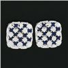 Image 3 : 18k White Gold 0.36 ctw Mosaic Prong Set Sapphire Cushion Shape Stud Earrings
