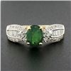 Image 2 : 14k TT Gold 1.86 ctw Oval Prong Emerald w/ Baguette & Round Diamond Sides Ring