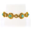 Image 2 : Vintage Handmade 18k Gold.45 ctw Diamond & Turquoise Textured Domed Link Bracele