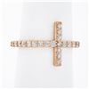 Image 1 : NEW 14k Rose Gold 0.40 ctw Round Brilliant Cut Diamond Curved Cross Band Ring