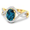 Image 2 : 14KT Yellow Gold 1.1ctw London Blue Topaz and Diamond Ring