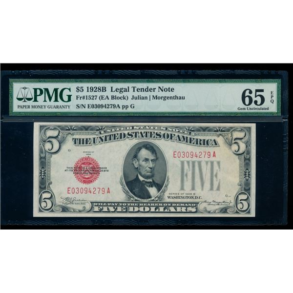 1928B $5 Legal Tender Note PMG 65EPQ