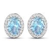14KT White Gold 1.02ctw Aquamarine and Diamond Earrings