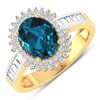 14KT Yellow Gold 1.9ctw London Blue Topaz and Diamond Ring