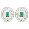 Rhodium Plated 0.69ctw Emerald and Diamond Earrings