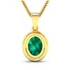 Image 3 : 14KT Yellow Gold 1.65ctw Zambian Emerald and Diamond Pendant