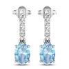 Image 3 : 14KT White Gold 1.02ctw Aquamarine and Diamond Earrings