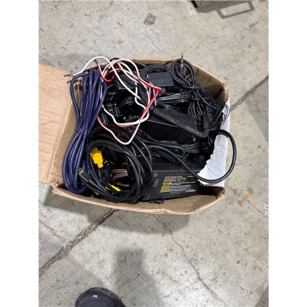 box of assorted power cords