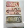 Image 1 : 1974 $2 bill  1986 $2 bill  1973 $1 bill  Canadian