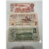 Image 2 : 1974 $2 bill  1986 $2 bill  1973 $1 bill  Canadian