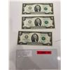 Image 1 : 3 USD uncirculated two dollar bills in series