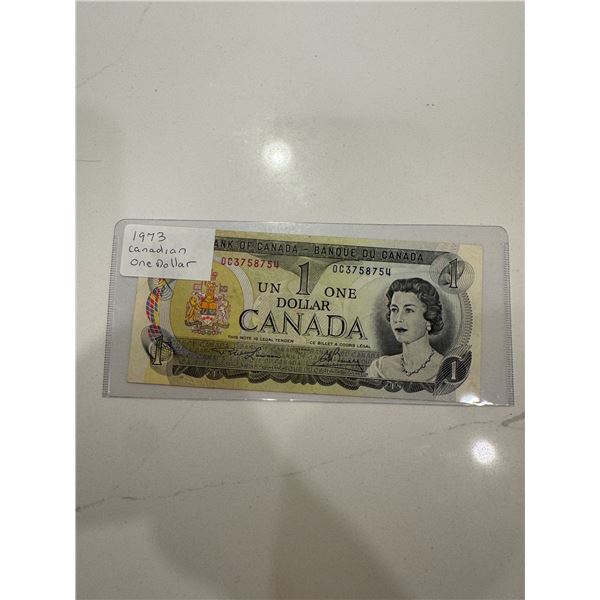 1973 Canadian one dollar bill