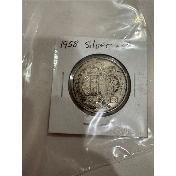 1958 silver 50 Cent piece