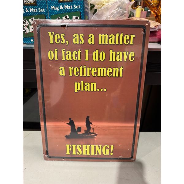 Fishing tin sign