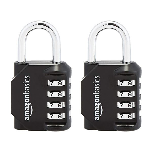 NEW 2 AMAZON BASICS 4-DIGIT COMBO PADLOCK