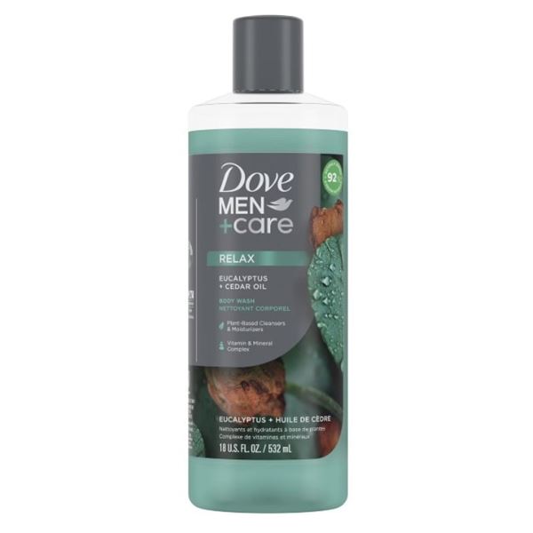 NEW DOVE MEN + CARE RELAX BODY WASH W. EUCALYPTUS
