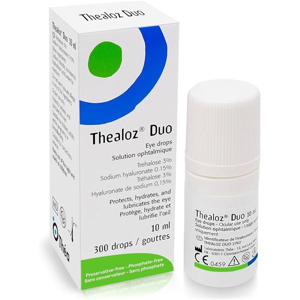 BRAND NEW 10ML THEALOZ DUO 300 DROPS EYE DROPS