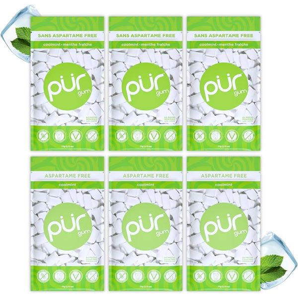 NEW 6 BAG BUNDLE PUR COOLMINT 55 PIECES