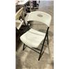 Image 2 : LIFETIME ADJUSTABLE HEIGHT 4'W X 2'D PLASTIC FOLDING TABLE & 2 WHITE PLASTIC FOLDING CHAIRS