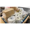 Image 1 : SMALL PALLET OF 9X6" PLASTIC SHEETS. 5200/ROLL PLUS BOXES OF U-LINE FLAGGING TAPE