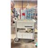 Image 1 : 2 TIER CREAM PLASTIC COMMERCIAL MOBILE SHIPPERS CART WITH ASSORTED PLASTIC BAGS