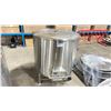 Image 1 : STAINLESS STEEL 37" DIAMETER X 32"H MASH TANK WITH FRONT ACCESS PORT & LID ON TRI LEGS