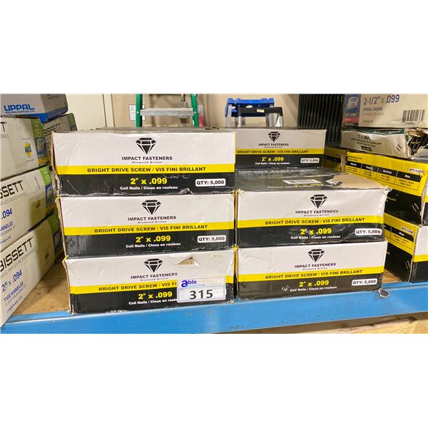 11 BOXES OF IMPACT FASTENERS 2" X .099 INDUSTRIAL COIL NAILS